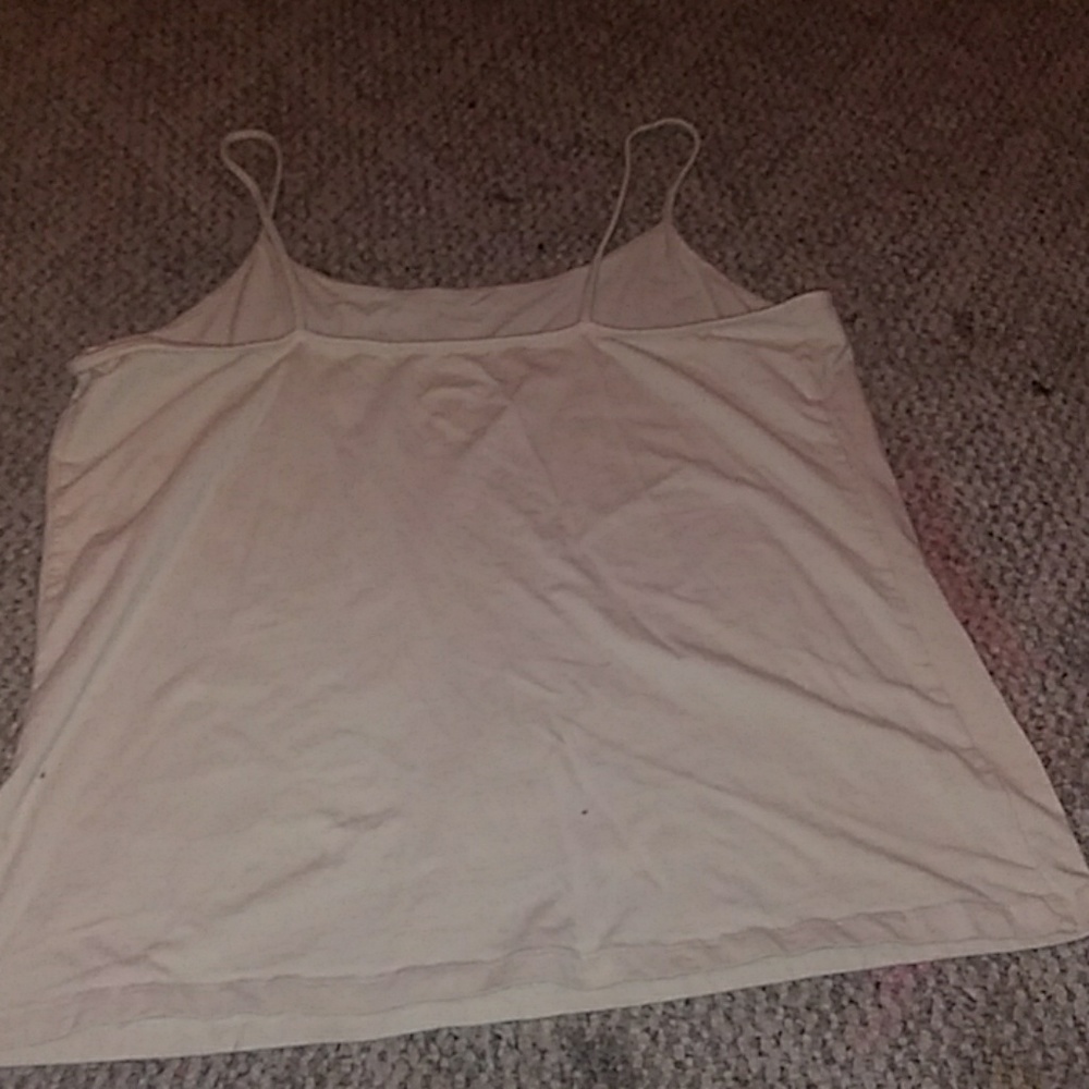 White/light tan spaghetti strapped shirt